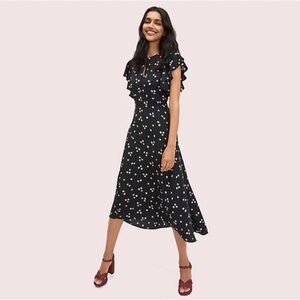 Kate Spade | Ditsy Begonia Flutter Sleeve Dress | midi | hi-low hem | size (4)